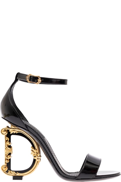 Dolce & Gabbana Woman's Black Leather Baroque Sandals