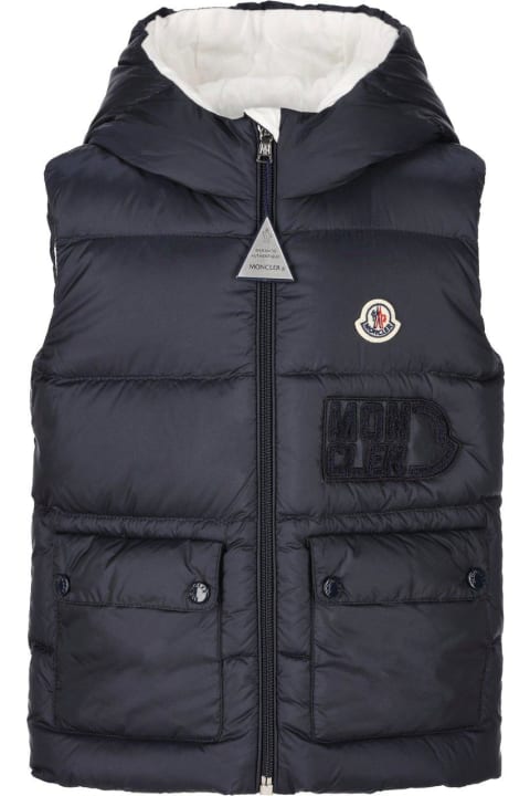 Topwear for Baby Girls Moncler Logo Patch Hooded Vest