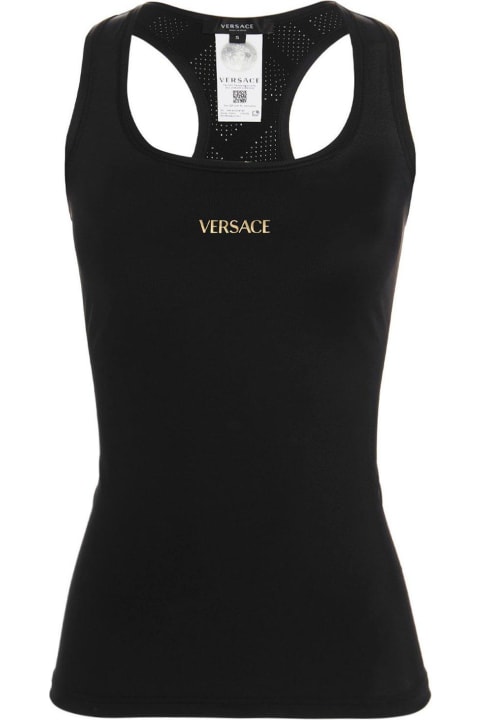 ウィメンズ Versaceのトップス Versace Logo Printed Sleeveless Tank Top