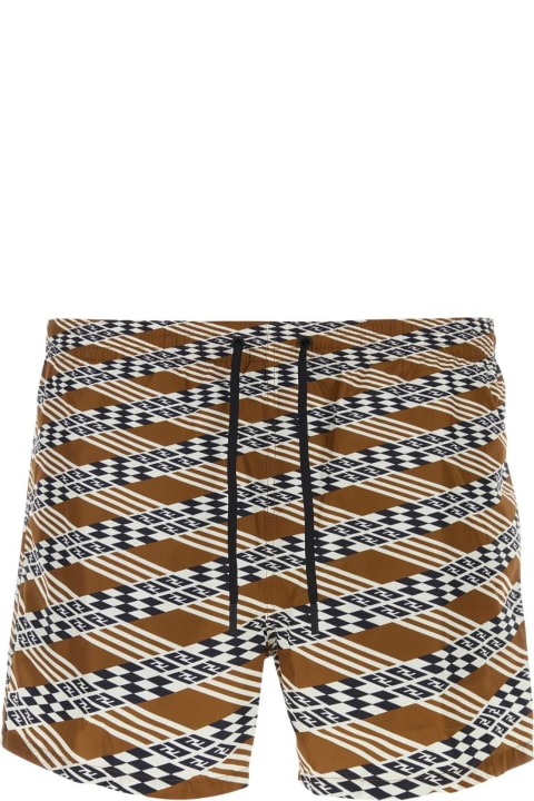 Fendi Swimwear for Men Fendi Printed Polyester Swimming Shorts