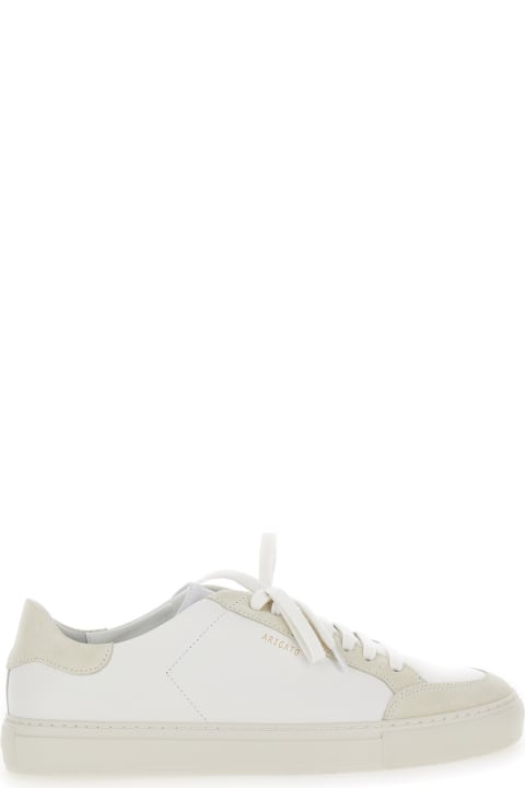 Sneakers for Men Axel Arigato 'clean 90 Triple' White Low Top Sneakers With Laminated Logo In Leather And Suede Man