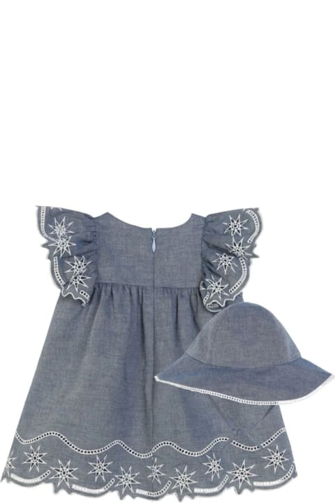 Bodysuits & Sets for Baby Girls Chloé Blue Denim Dress With Hat
