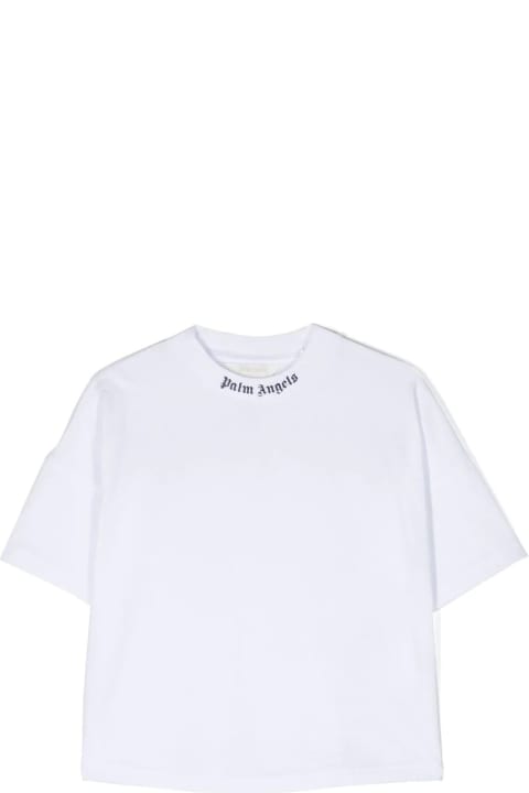 Topwear for Boys Palm Angels White T-shirt With Classic Logo