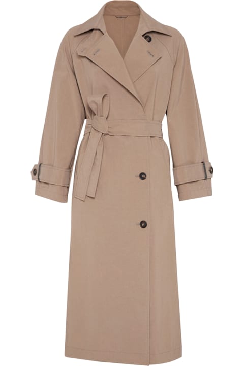 Brunello Cucinelli Coats & Jackets for Women Brunello Cucinelli Techno Canvas Trench Coat With Shiny Details On The Cuffs