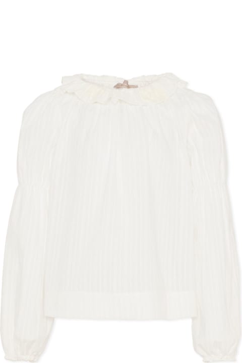 أدوات منزلية La stupenderia Ivory Shirt For Girl With Embroidery