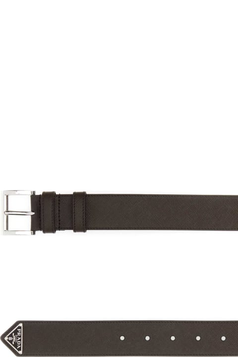 Accessories for Men Prada Dark Grey Leather Belt