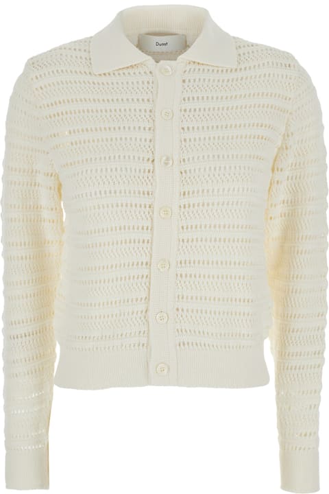 Dunst for Kids Dunst White Cardigan With Spread Collar In Cotton Woman