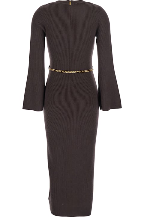 MICHAEL Michael Kors for Men MICHAEL Michael Kors Brown Dress With Chain Belt And Logo Plaque On The Rear In Wool Blend Stretch Woman