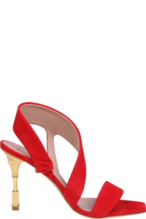Shoes for Women Balmain Balmain Red Suede Coin Sandal