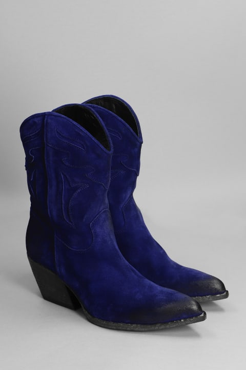 Texan Ankle Boots In Blue Suede