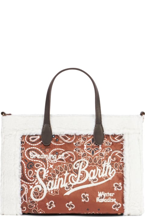 Homeware MC2 Saint Barth Vivian Handbag With Bandanna Print And Sherpa Details