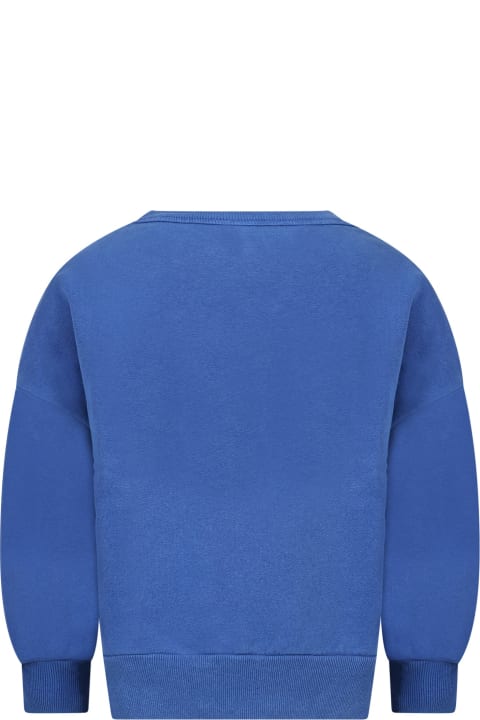 Blue Sweatshirt For Kids With Print And Logo