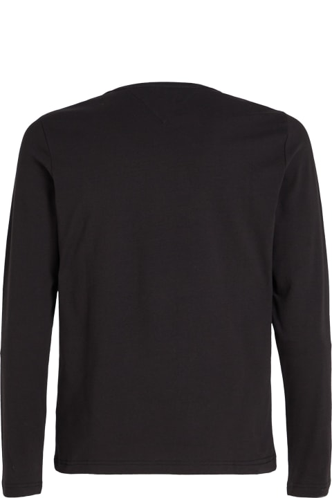 メンズ Tommy Hilfigerのニットウェア Tommy Hilfiger Black Long-sleeved Shirt With Logo