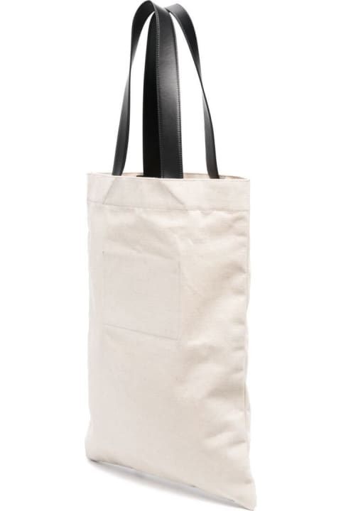 Jil Sander for Men Jil Sander White Tote Bag With Logo Print In Canvas Woman