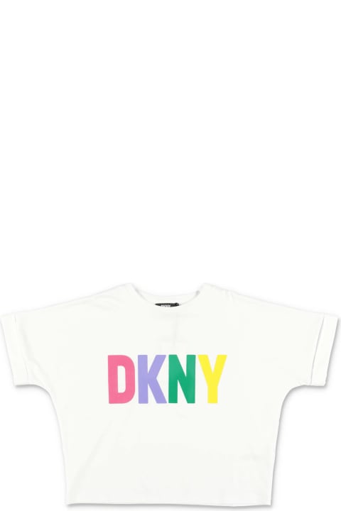 Dkny T-shirt Over Bianca In Jersey Di Cotone