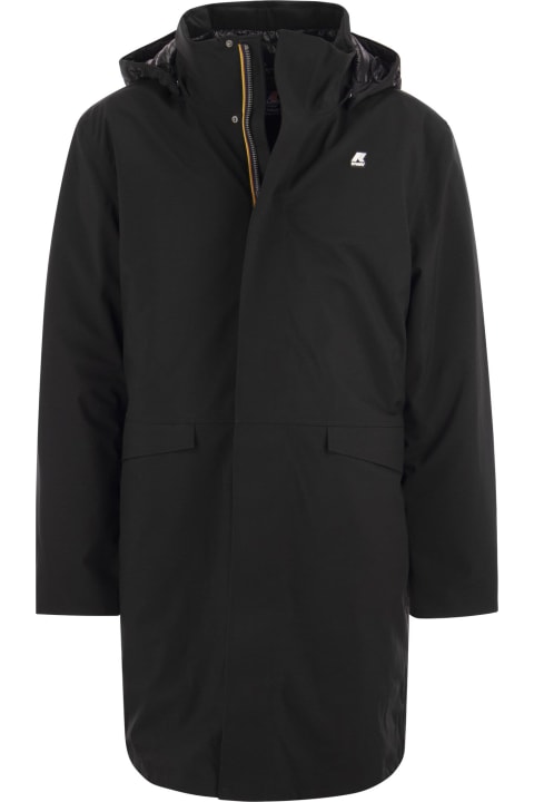 メンズ K-Wayのコート＆ジャケット K-Way Thomal Bonded Padded - Long Padded Jacket With Hood