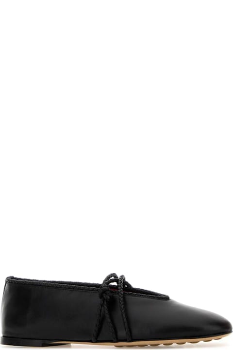 Bottega Veneta Black Leather Mary-jane Ballerinas