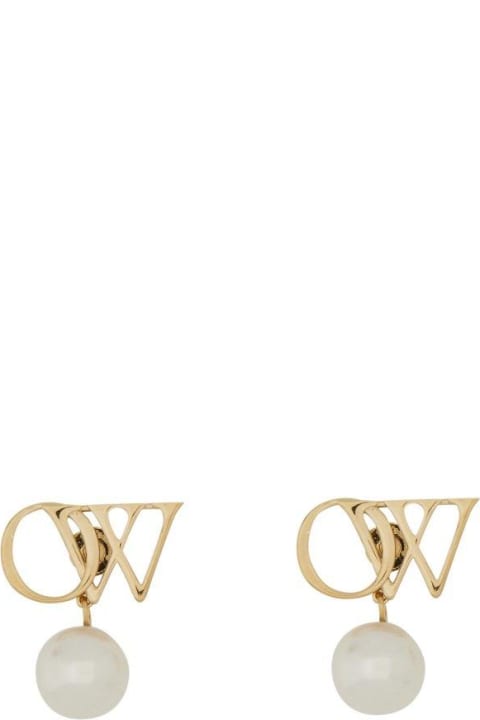 Jewelry for Women Off-White Ow Logo Plaque Drop Earrings