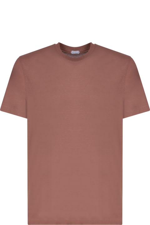 Zanone Topwear for Men Zanone Zanone Brown Cotton T-shirt