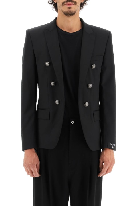 Suits for Men Balmain Wool Blazer With Decorative Buttons
