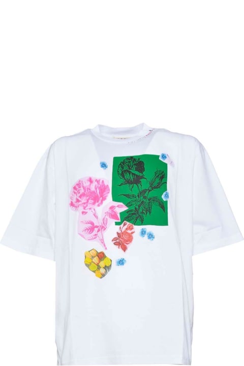 Marni Topwear for Women Marni Floral Printed Crewneck T-shirt