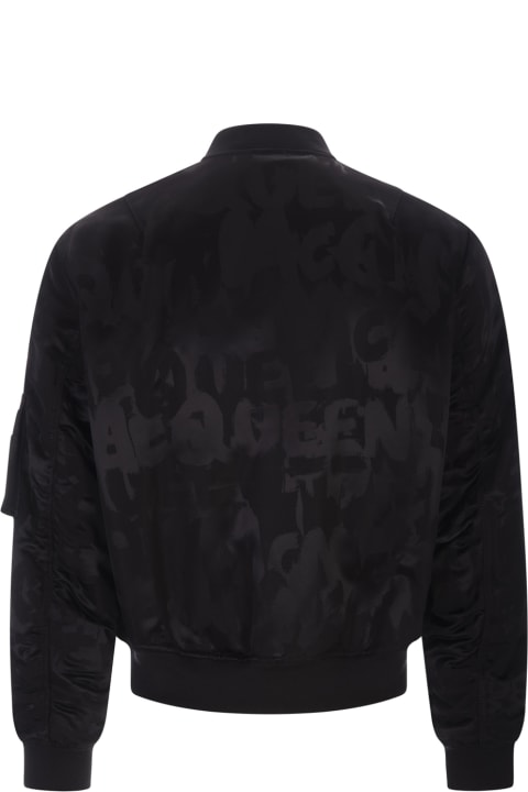 Homeware Alexander McQueen Mcqueen Graffiti Bomber Jacket In Black Polyfaille