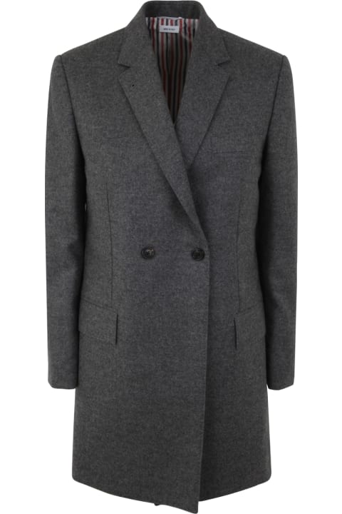 Thom Browne Coats & Jackets for Women Thom Browne Elongated Long Sleeve Double Breasted Sportcoat In Wool Flannel