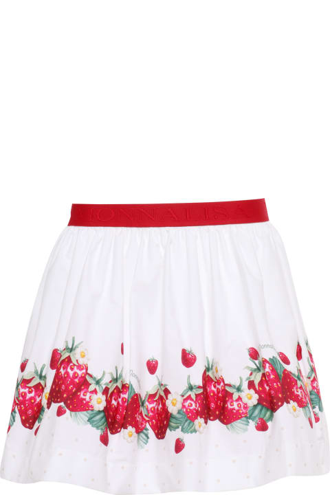 Monnalisa Bottoms for Girls Monnalisa White Skirt With Strawberries