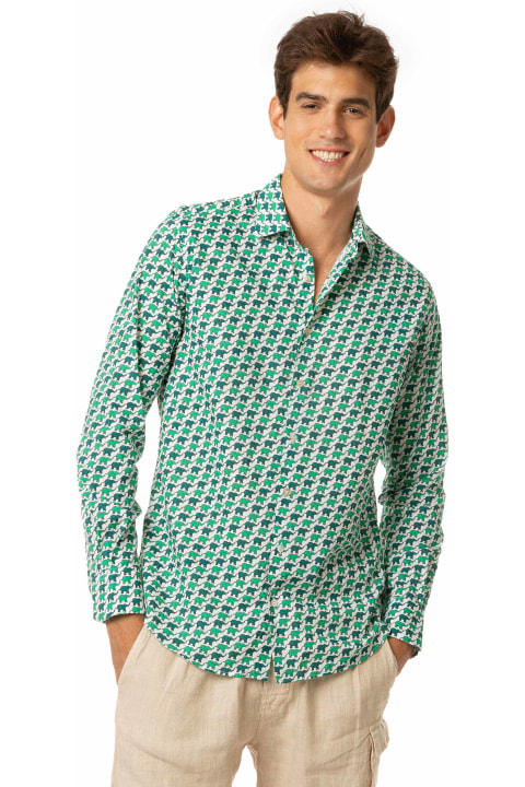 Homeware MC2 Saint Barth Man Muslin Cotton Sikelia Shirt With Elephant Print