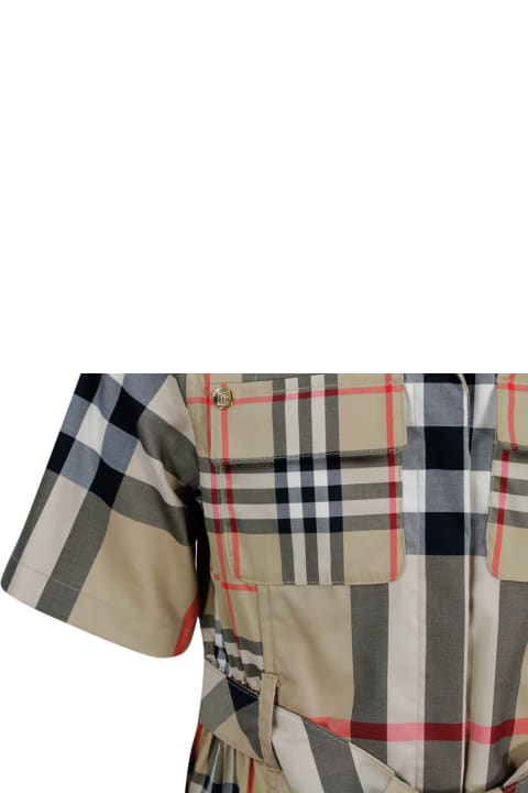 Burberry for Kids Burberry Short-sleeved Cotton Dress With Tartan Check Pattern And Button Closure On The Front