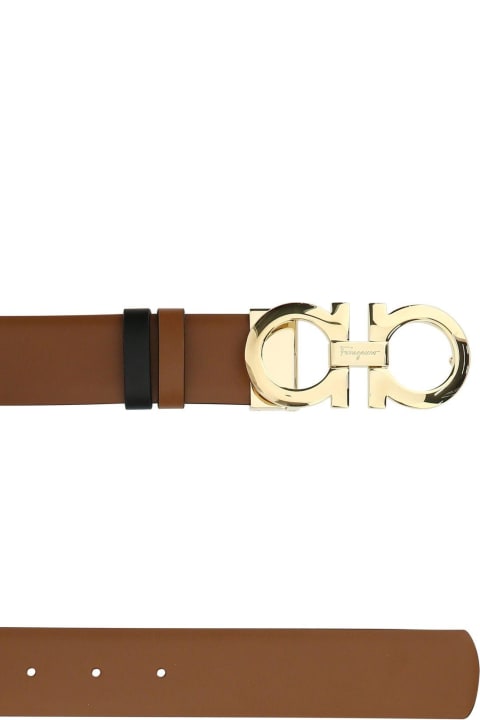 Belts for Women Ferragamo Caramel Leather Reversible Belt