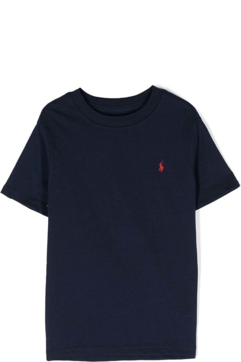 Polo Ralph Lauren Topwear for Boys Polo Ralph Lauren Blue T-shirt With Logo In Cotton Boy