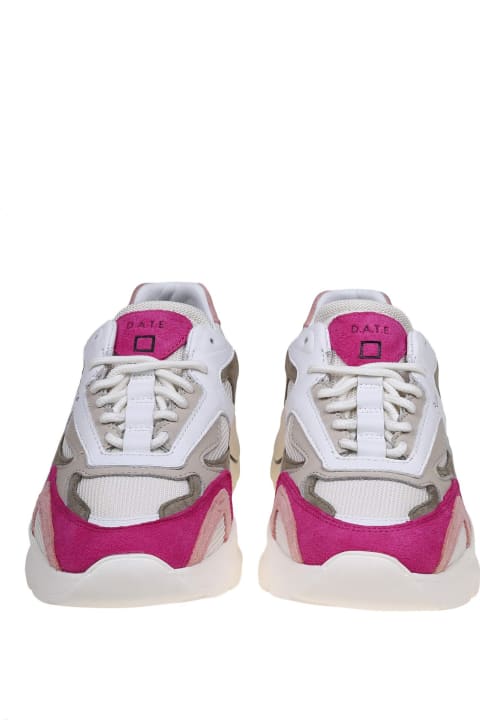 ウィメンズ D.A.T.E.のスニーカー D.A.T.E. Fuga Sneakers In White/fuchsia Leather And Suede