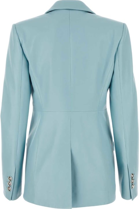Coats & Jackets for Women Versace Light-blue Leather Blazer