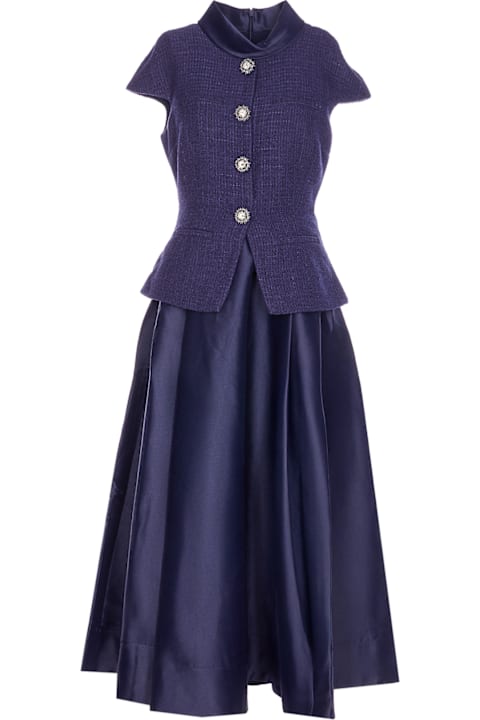 Homeware self-portrait Boucle' Taffeta Midi Dress