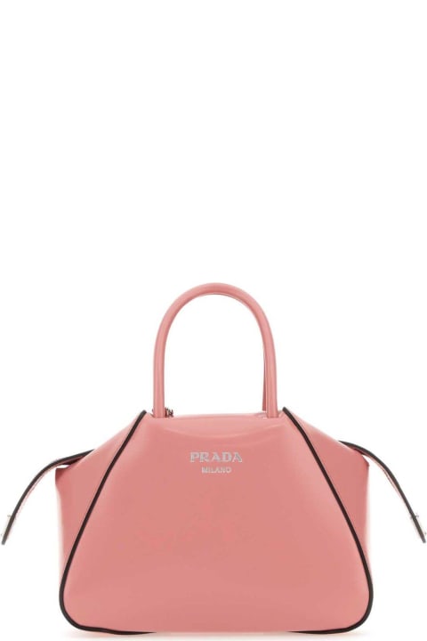 Prada Totes for Women Prada Logo Embossed Flap Tote Bag