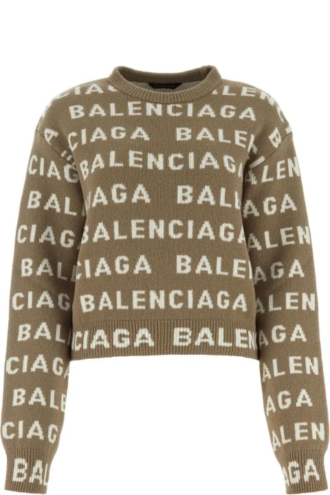 Balenciaga Clothing for Women Balenciaga Logo Wool Sweater