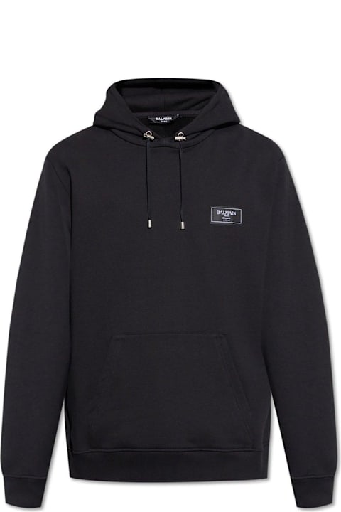 Balmain Fleeces & Tracksuits for Men Balmain Logo Patch Drawstring Hoodie