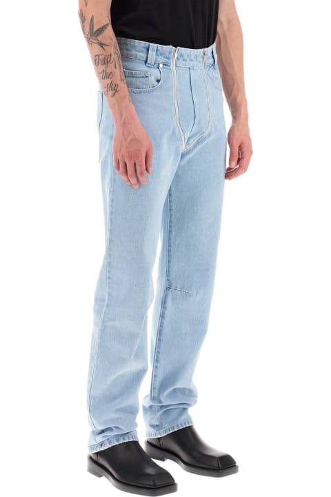Straight Leg Jeans With Double Zipper