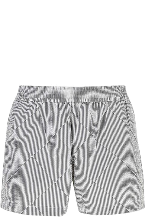 Swimwear for Men Bottega Veneta Embroidered Seersucker Swimming Shorts