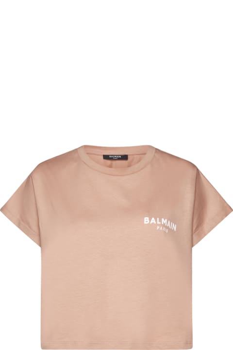 Balmain Sale for Women Balmain Contrasting Logo Cropped T-shirt