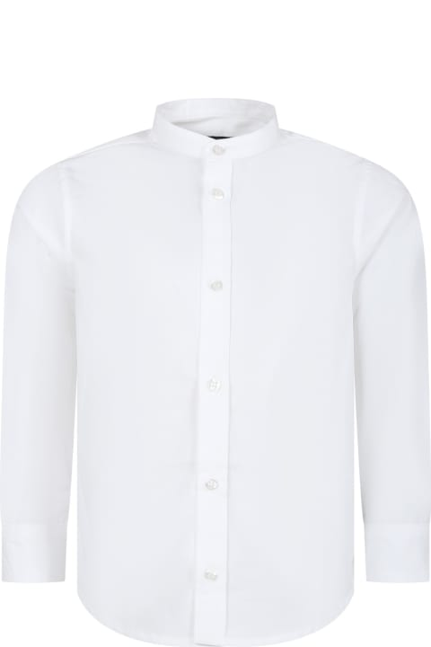 ボーイズ シャツ Fay White Shirt For Boy With Logo