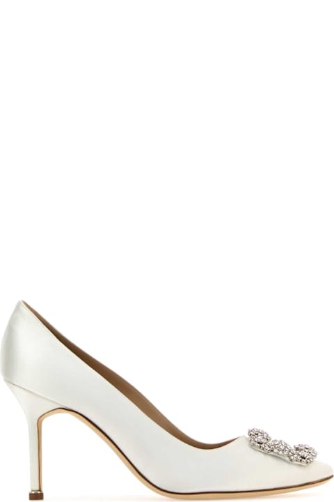 Homeware Manolo Blahnik White Satin Hangisi Pumps