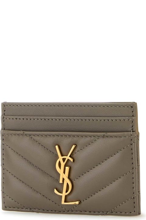 ウィメンズ Saint Laurentの財布 Saint Laurent Dove Grey Nappa Leather Cassandre Card Holder