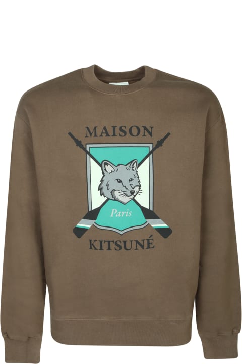 Fashion for Women Maison Kitsuné Maison Kitsunã College Print Fox Sweatshirt Khaki