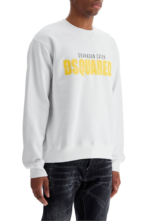 Dsquared2 for Men Dsquared2 White Cotton Sweatshirt With Distinctive Yellow Logo