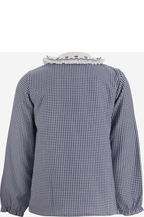 قمصان لـ بنات Nicoletta Fanna Cotton Shirt With Check Pattern