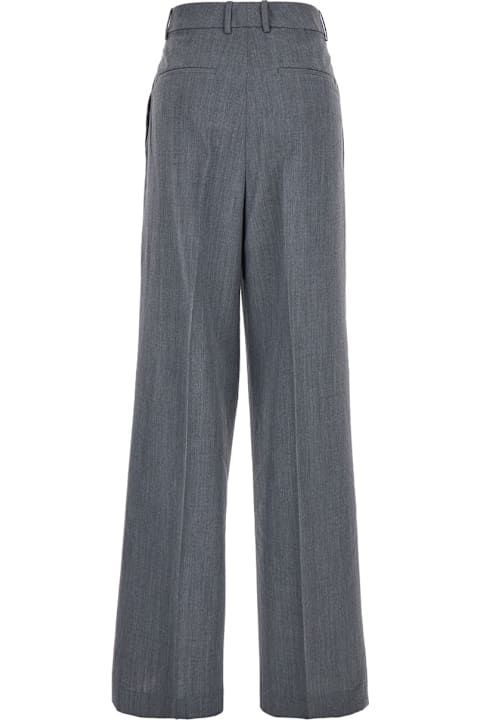 Róhe Pants & Shorts for Women Róhe Grey Pants With Pences And Wide Leg In Wool Blend Woman