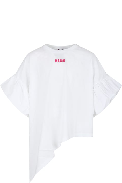 MSGM T-Shirts & Polo Shirts for Women MSGM White T-shirt For Girl With Logo