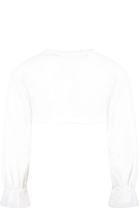 Sweaters & Sweatshirts for Girls Monnalisa White Cardigan For Girl With Logo